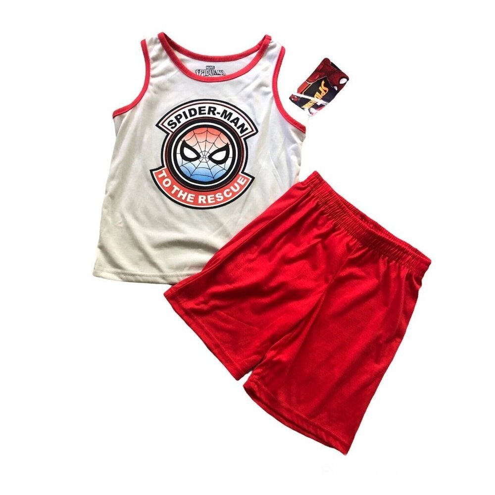 MARVEL Boys Spider- Man To The Rescue Outfit‎ Sleeveless Top/Shorts 6T NWT